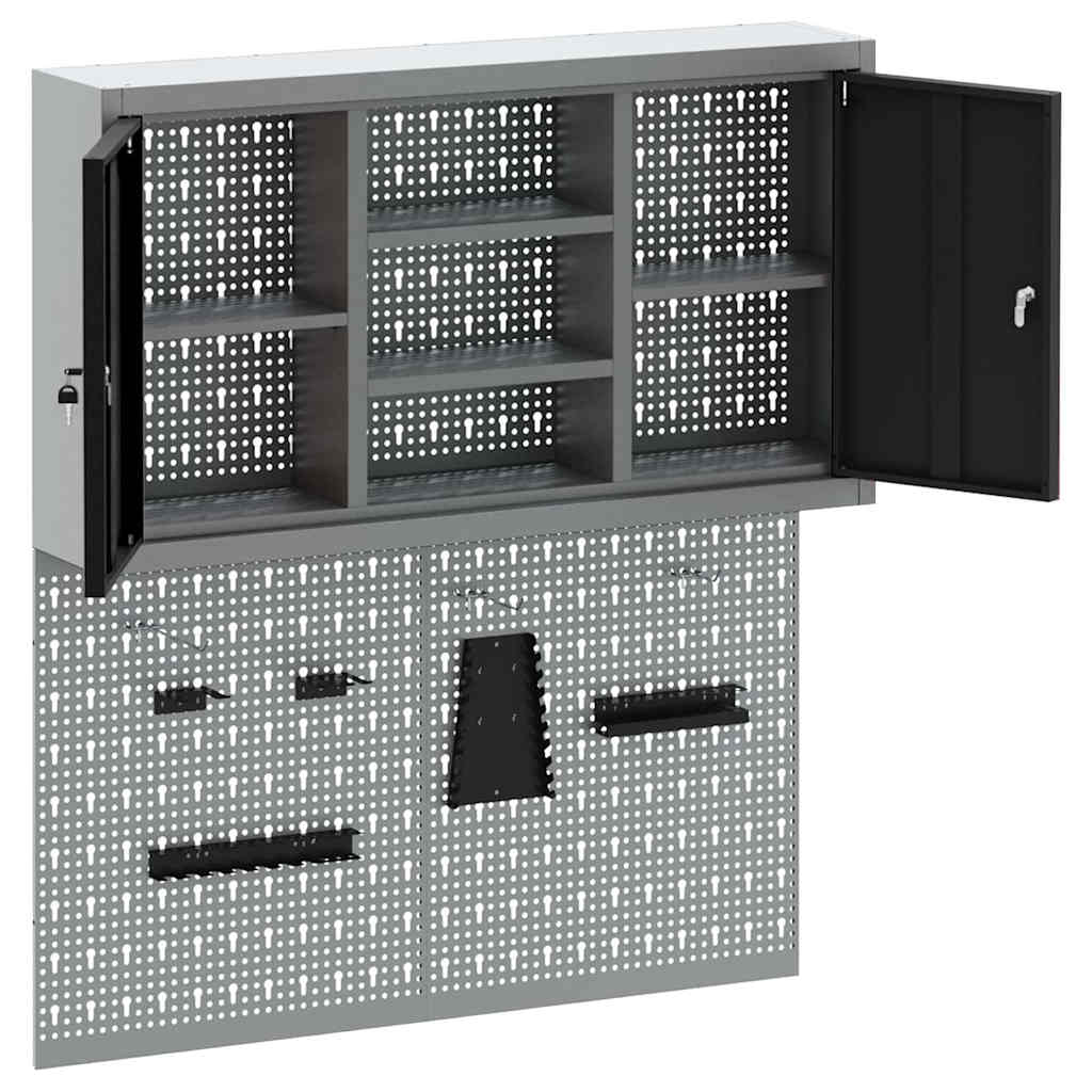 Werkzeugschrank-Set 3 pcs Schwarz Pulverbeschichteter Stahl