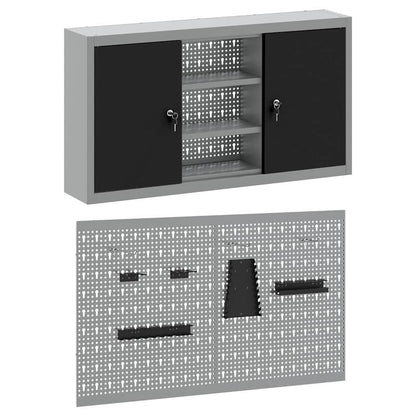Werkzeugschrank-Set 3 pcs Schwarz Pulverbeschichteter Stahl