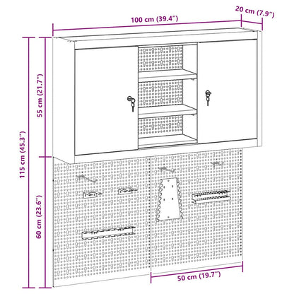 Werkzeugschrank-Set 3 pcs Schwarz Pulverbeschichteter Stahl