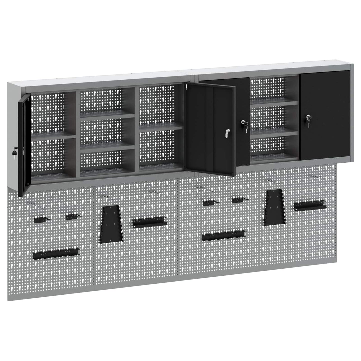 Werkzeugschrank-Set 6 pcs Schwarz Pulverbeschichteter Stahl