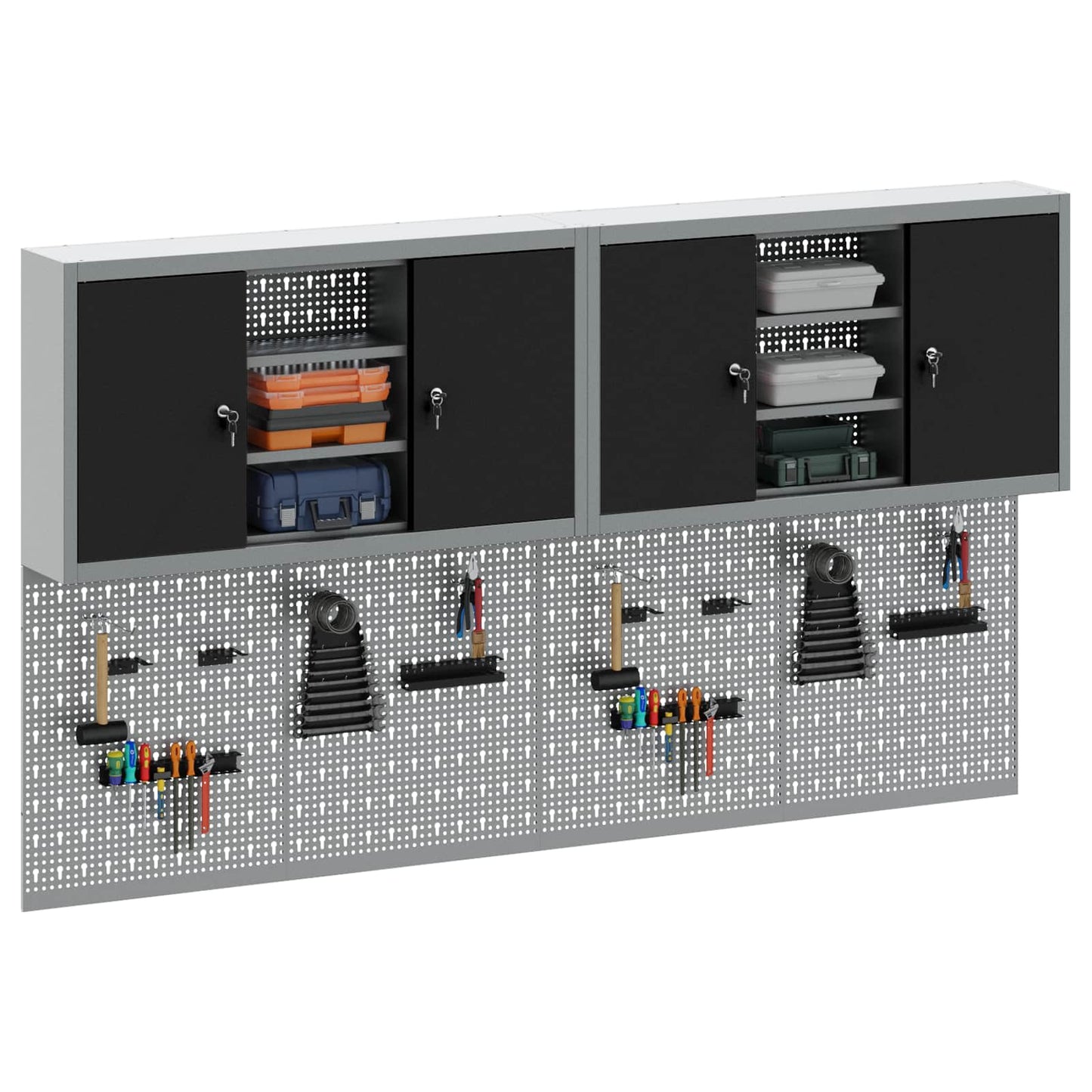 Werkzeugschrank-Set 6 pcs Schwarz Pulverbeschichteter Stahl