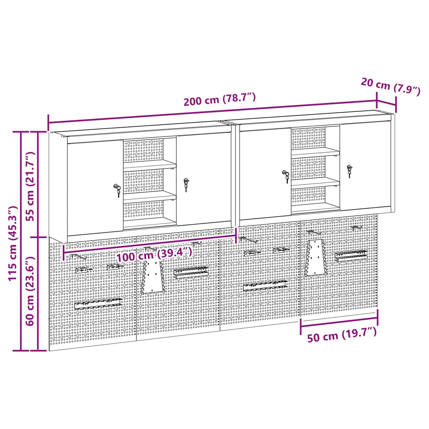 Werkzeugschrank-Set 6 pcs Schwarz Pulverbeschichteter Stahl
