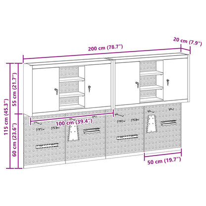 Werkzeugschrank-Set 6 pcs Schwarz Pulverbeschichteter Stahl