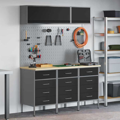 Arbeitsschrankset mit Schubladen mit Speicher 8 pcs Schwarz