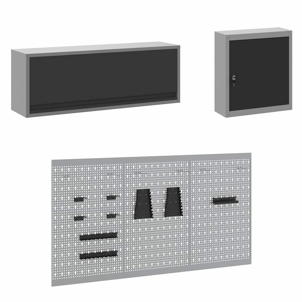 Arbeitsschrankset mit Schubladen mit Speicher 8 pcs Schwarz