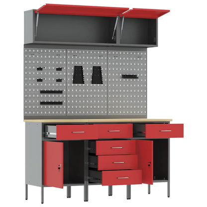 Arbeitsschrankset mit Schubladen mit Speicher 8 pcs Rot