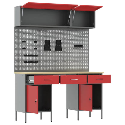 Arbeitsschrankset mit Schubladen mit Speicher 8 pcs Rot