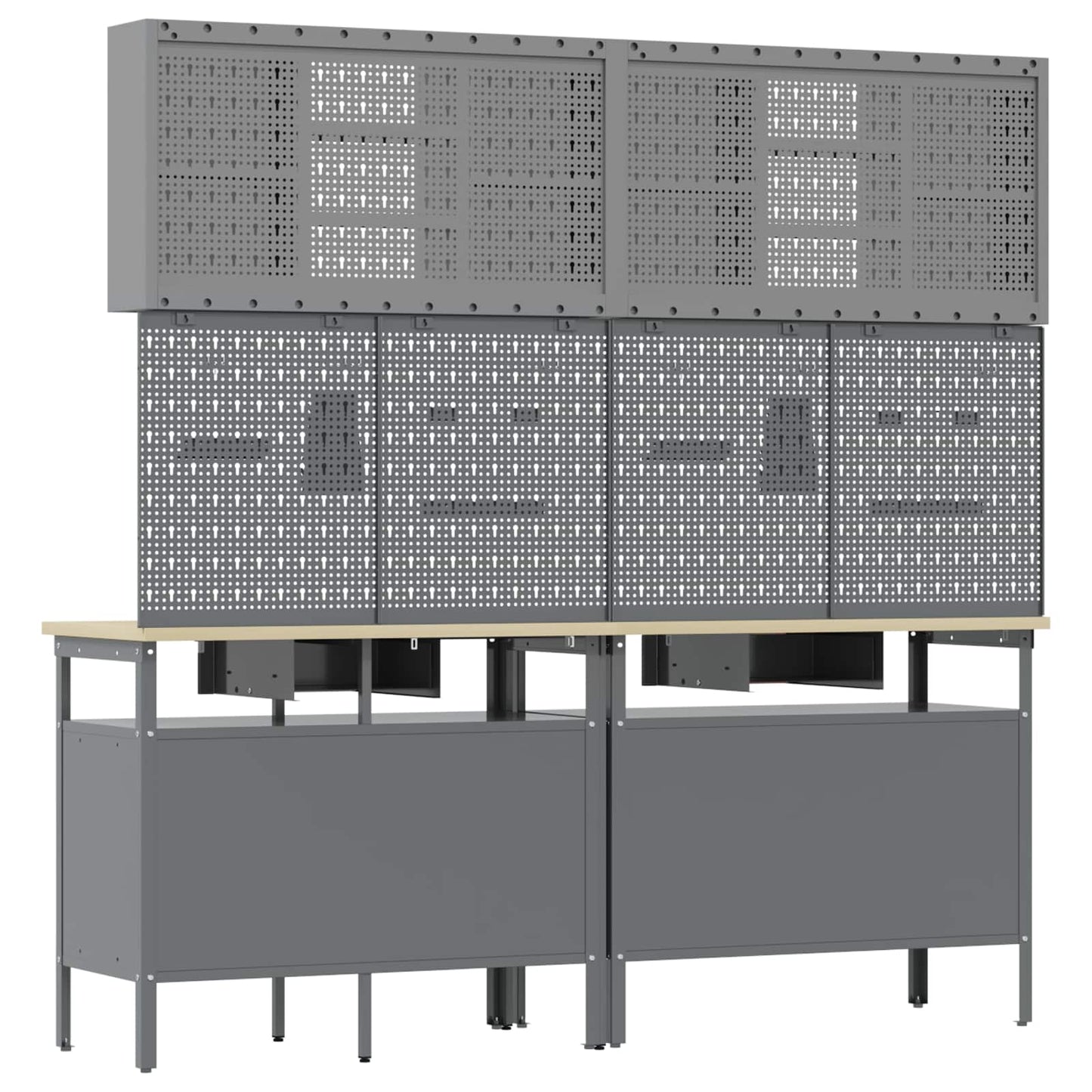 Werkbank-Set 8 pcs Rot und Grau Pulverbeschichteter Stahl