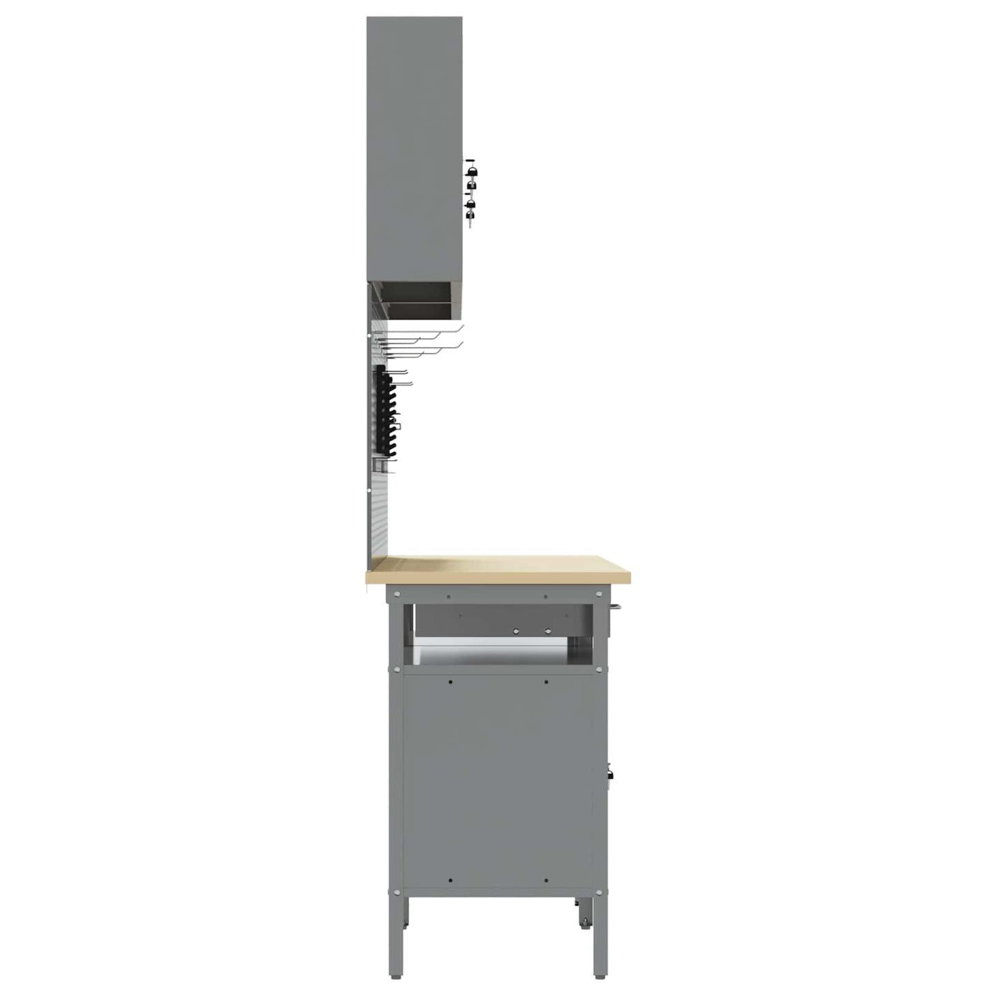 Werkbank-Set 8 pcs Rot und Grau Pulverbeschichteter Stahl