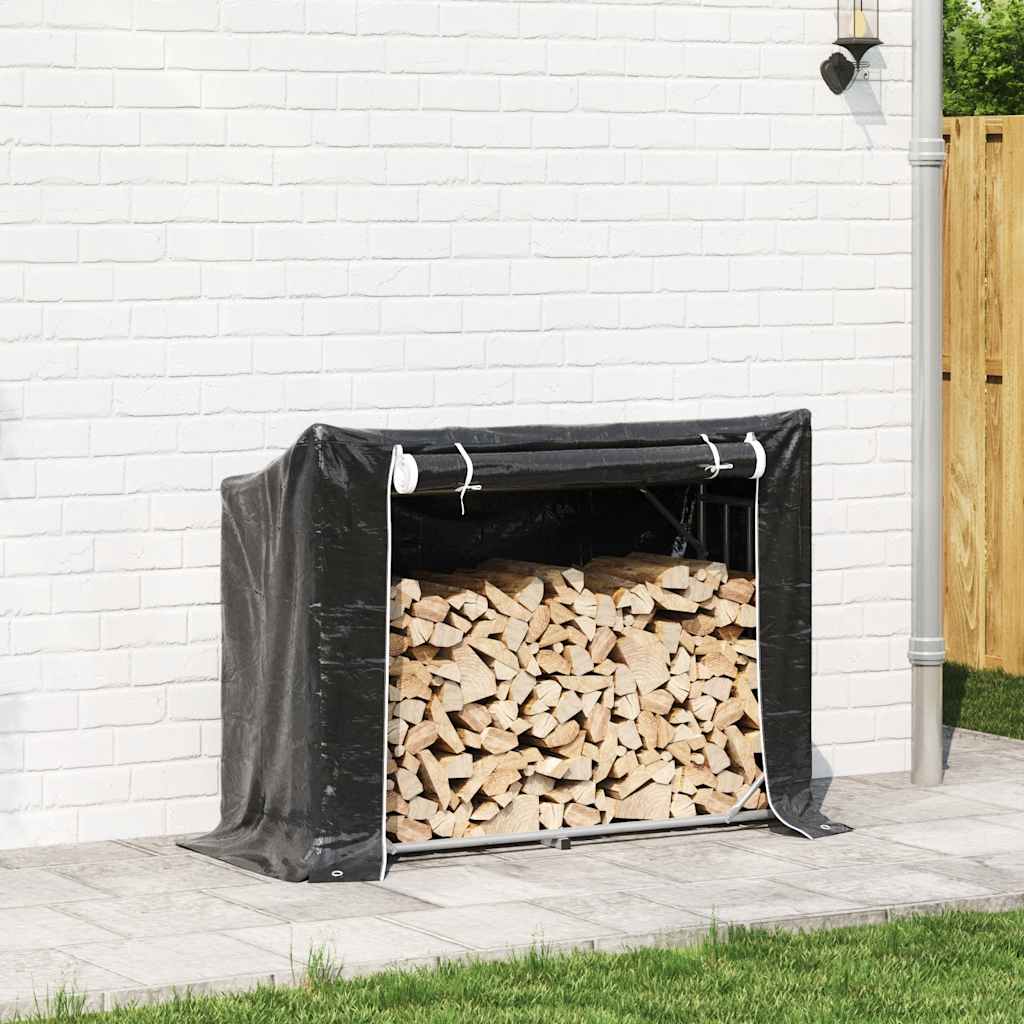 vidaXL Brennholzregal mit Regenschutz 151x60,5x110,5 cm Stahl Verzinkt