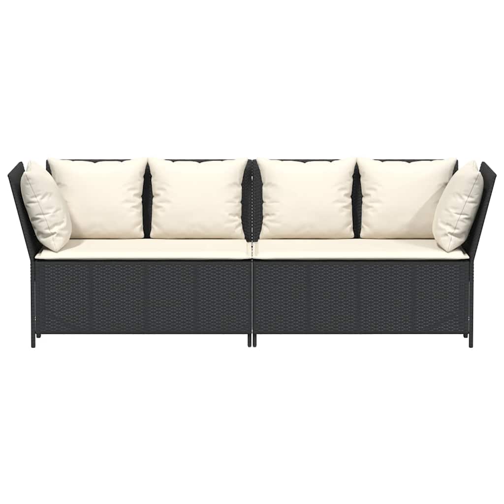 vidaXL Canapé de jardin avec coussins Noir Résine tressée
