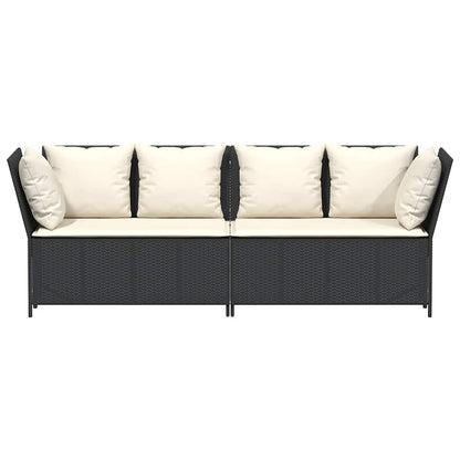 vidaXL Canapé de jardin avec coussins Noir Résine tressée