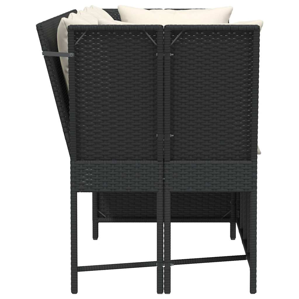 vidaXL Canapé de jardin avec coussins Noir Résine tressée