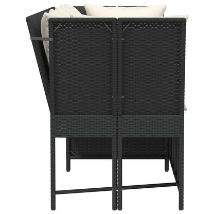 vidaXL Canapé de jardin avec coussins Noir Résine tressée