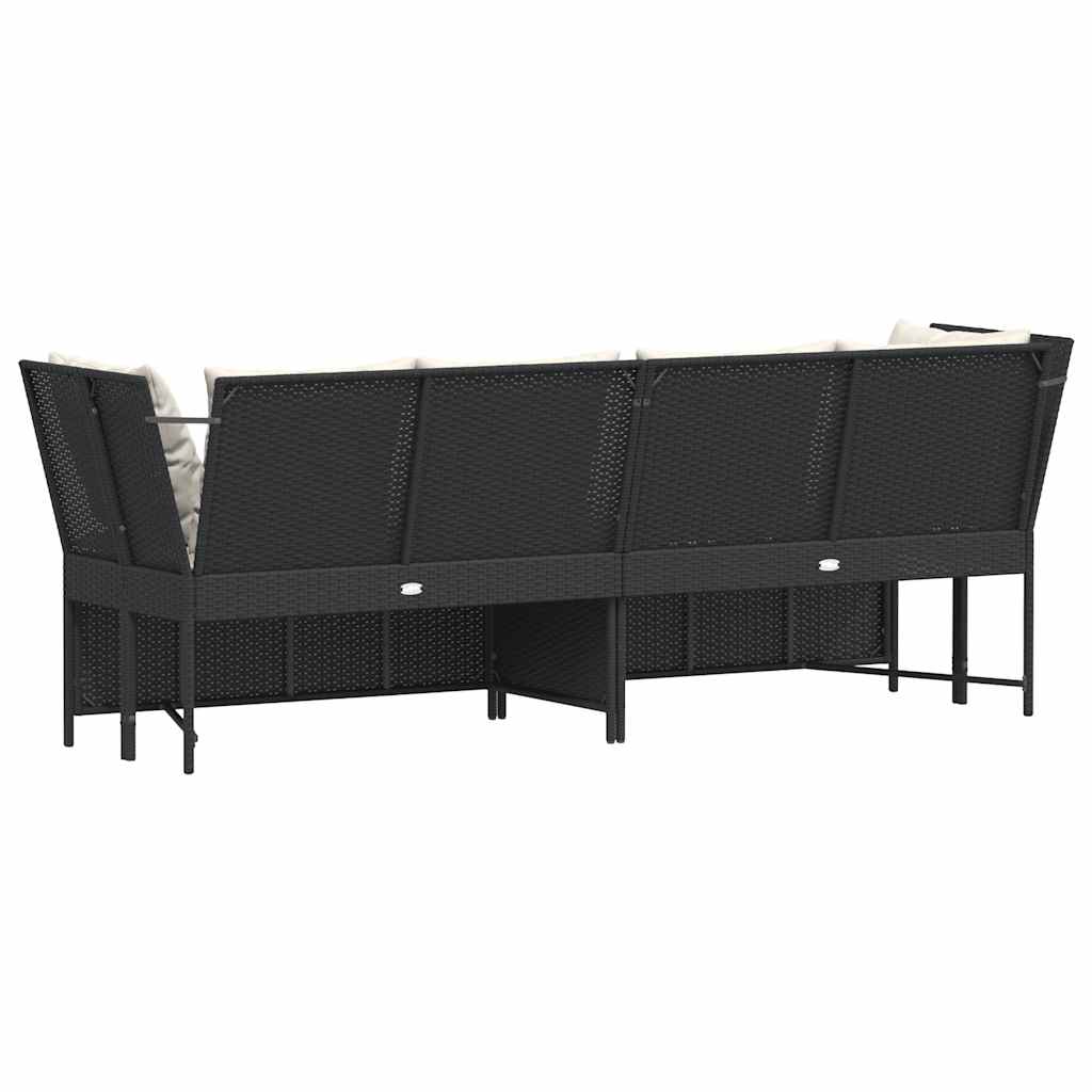 vidaXL Canapé de jardin avec coussins Noir Résine tressée