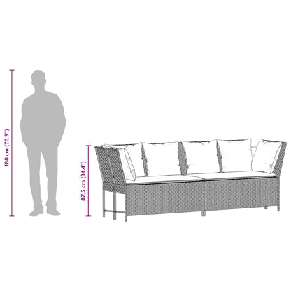 vidaXL Canapé de jardin avec coussins Noir Résine tressée