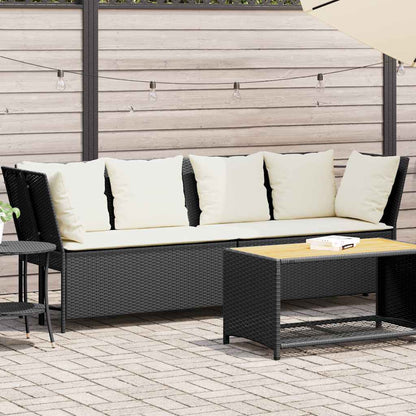 vidaXL Canapé de jardin avec coussins Noir Résine tressée