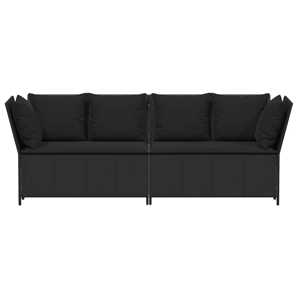 vidaXL Canapé de jardin avec coussins Noir Résine tressée