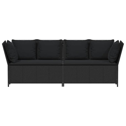 vidaXL Canapé de jardin avec coussins Noir Résine tressée