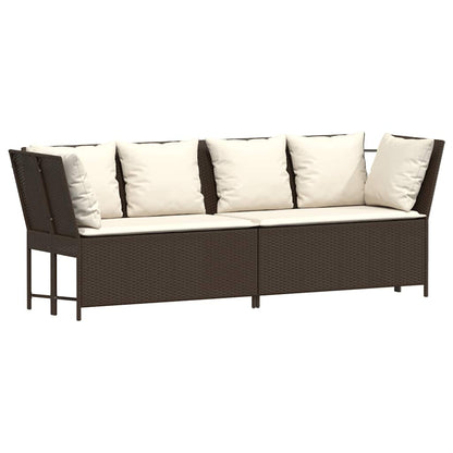 vidaXL Canapé de jardin avec coussins marron résine tressée