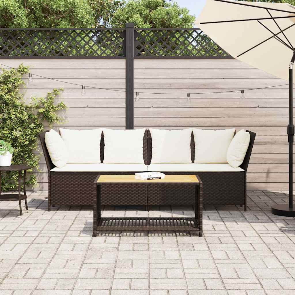 vidaXL Canapé de jardin avec coussins marron résine tressée