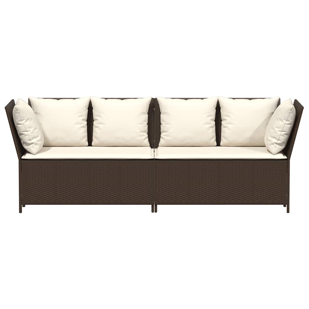 vidaXL Canapé de jardin avec coussins marron résine tressée