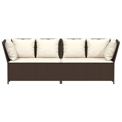 vidaXL Canapé de jardin avec coussins marron résine tressée