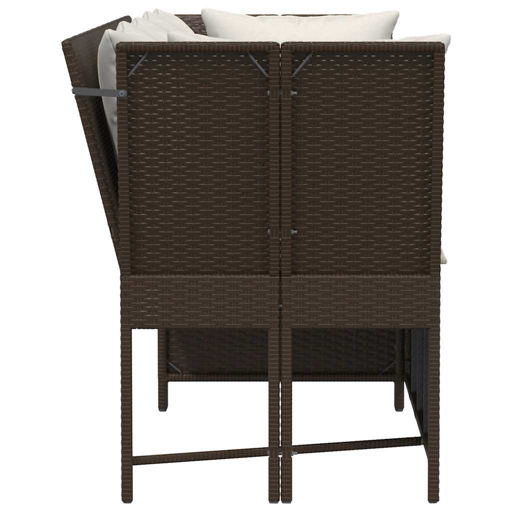 vidaXL Canapé de jardin avec coussins marron résine tressée
