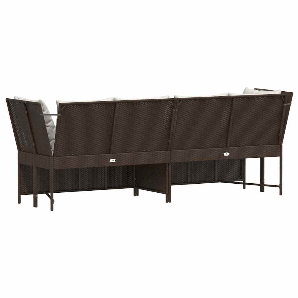 vidaXL Canapé de jardin avec coussins marron résine tressée