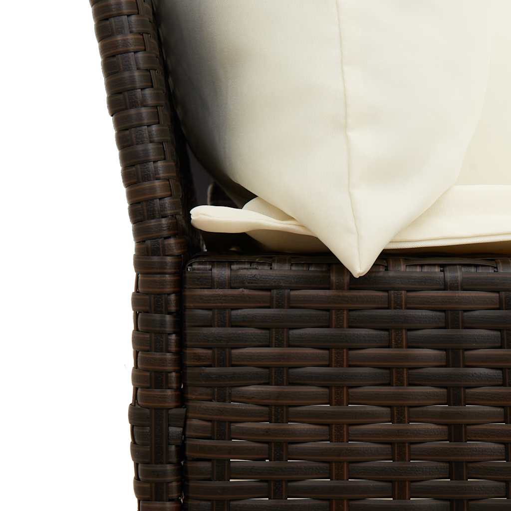 vidaXL Canapé de jardin avec coussins marron résine tressée