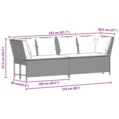 vidaXL Canapé de jardin avec coussins marron résine tressée