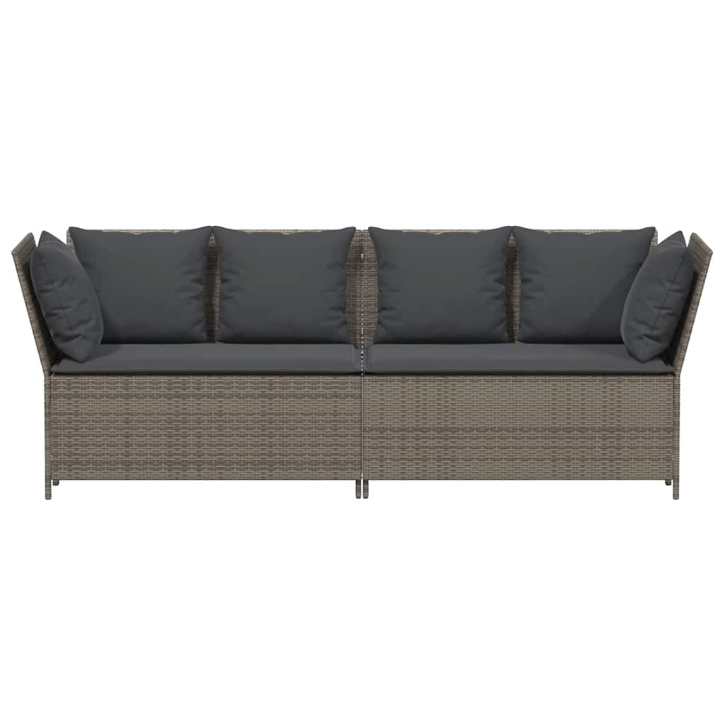 vidaXL Canapé de jardin avec coussins en poly rotin gris