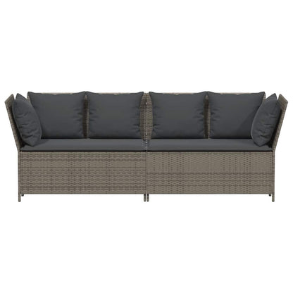 vidaXL Canapé de jardin avec coussins en poly rotin gris