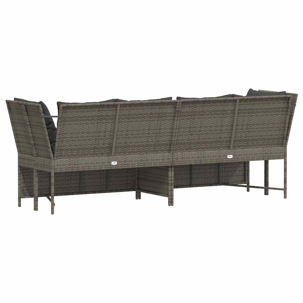Gartensofa mit Kissen Grau Poly Rattan