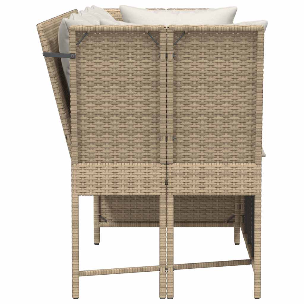 vidaXL Gartensofa mit Kissen Beige Poly Rattan