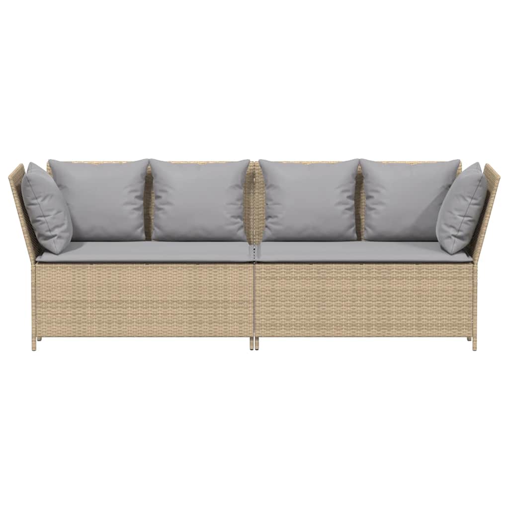 vidaXL Gartensofa mit Kissen Beige Poly Rattan
