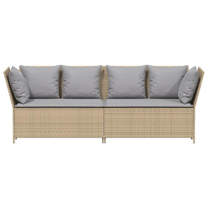 vidaXL Gartensofa mit Kissen Beige Poly Rattan