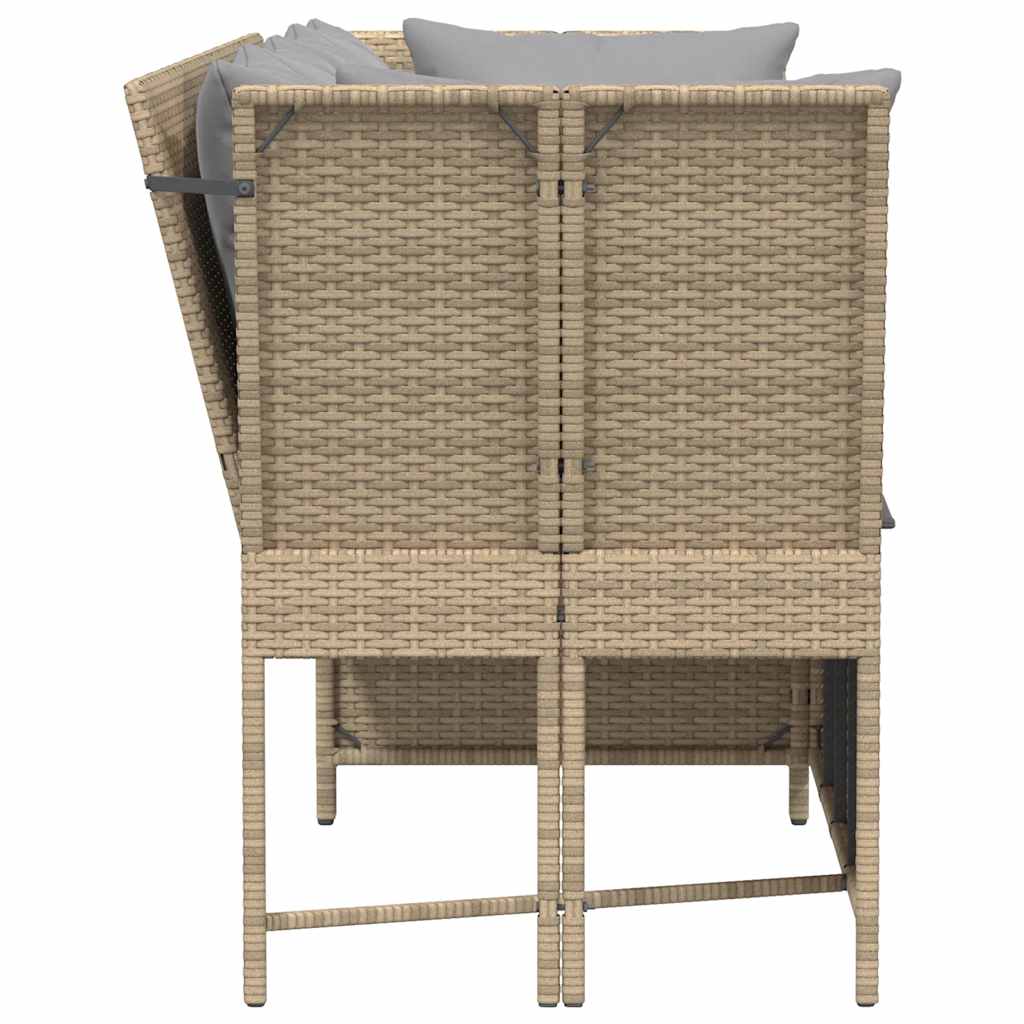 vidaXL Gartensofa mit Kissen Beige Poly Rattan