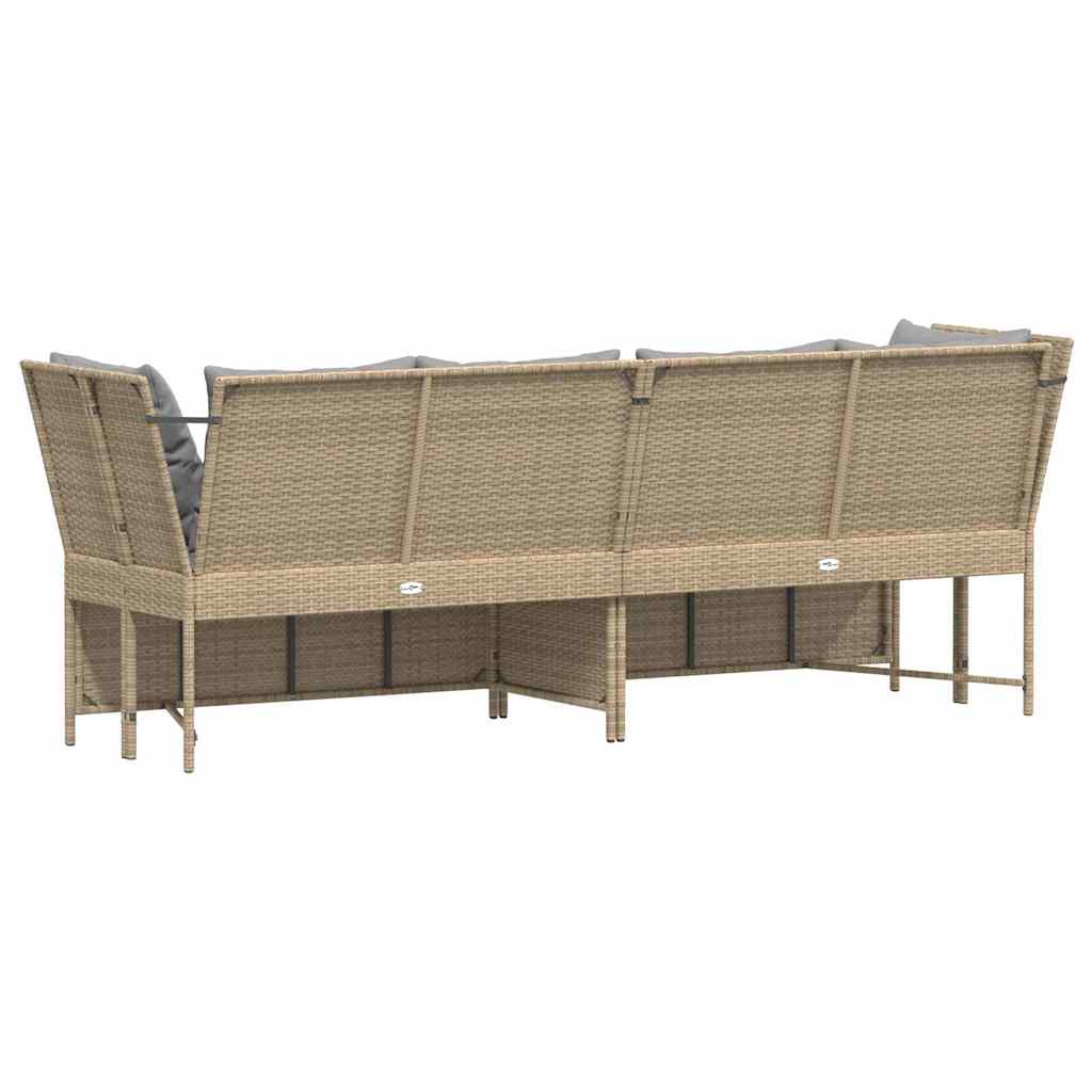 vidaXL Gartensofa mit Kissen Beige Poly Rattan