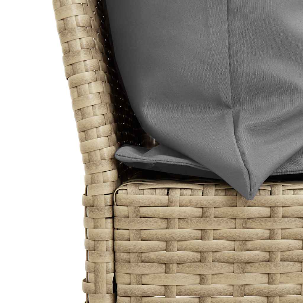vidaXL Gartensofa mit Kissen Beige Poly Rattan