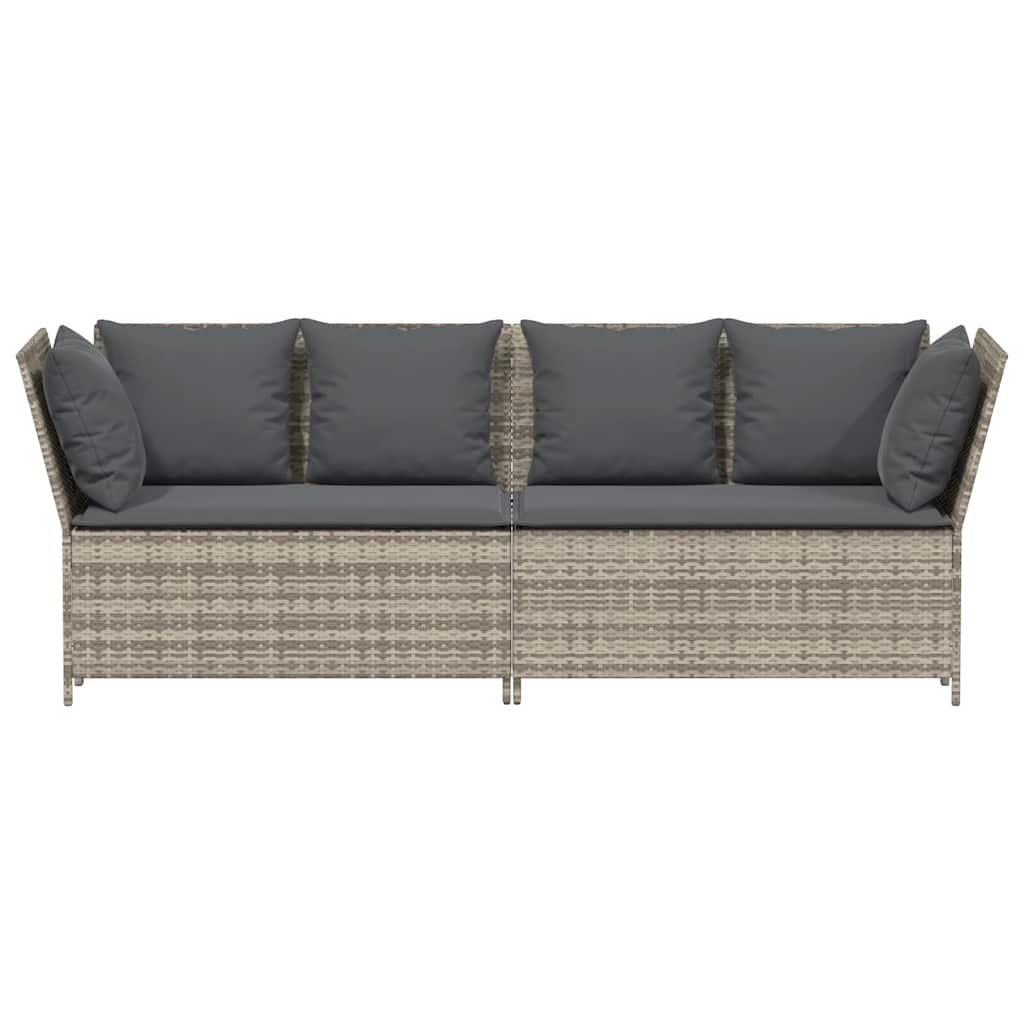 vidaXL Gartensofa mit Kissen Hellgrau Poly Rattan