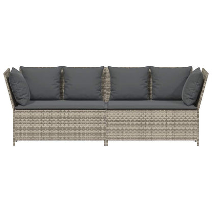 vidaXL Gartensofa mit Kissen Hellgrau Poly Rattan