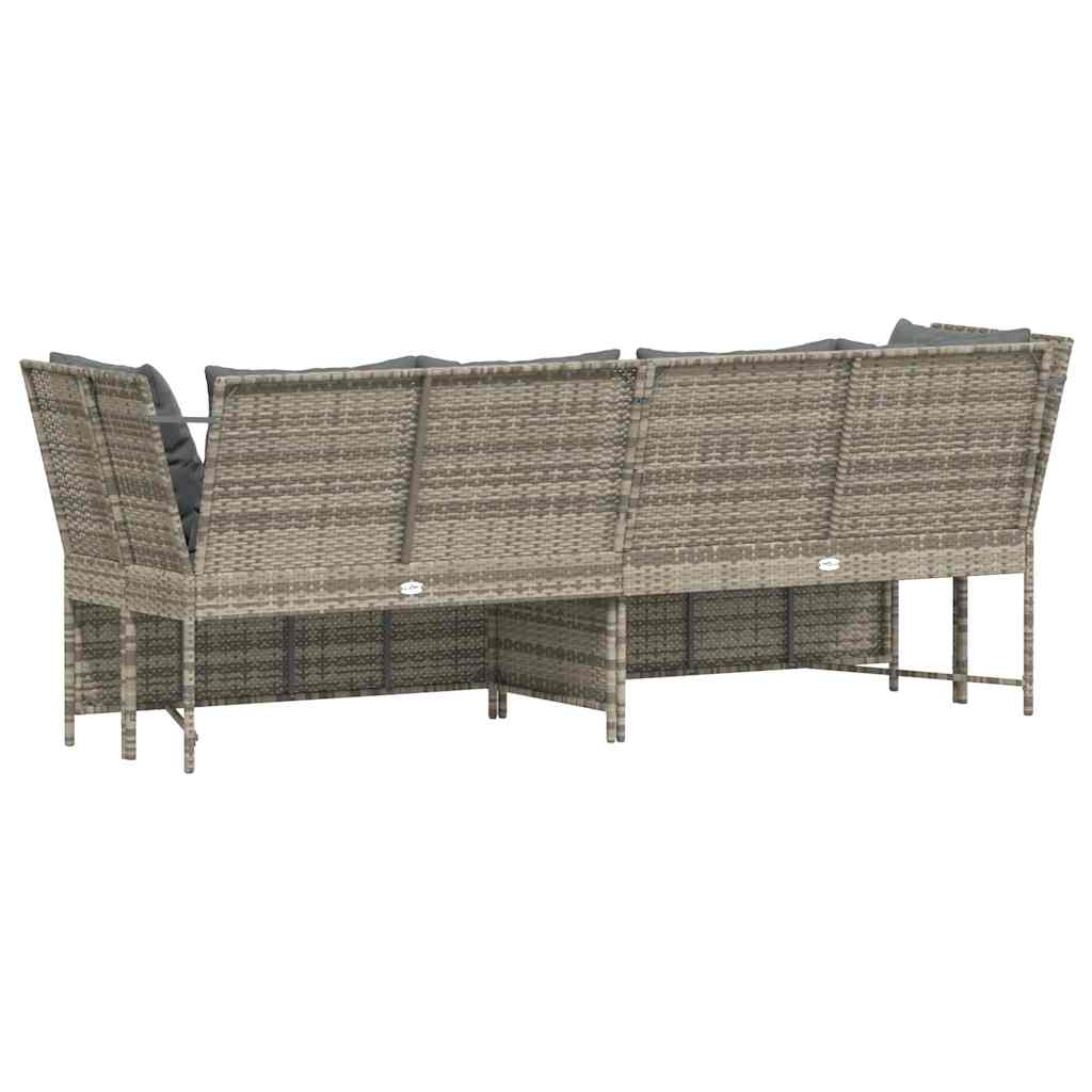 Gartensofa mit Kissen Hellgrau Poly Rattan
