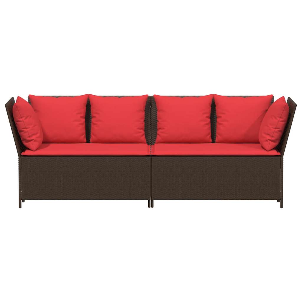 vidaXL Gartensofa mit Kissen Braun Poly Rattan