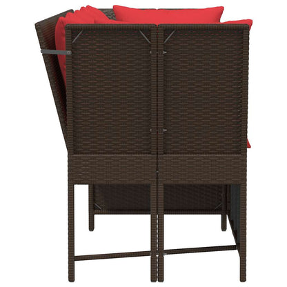 vidaXL Gartensofa mit Kissen Braun Poly Rattan