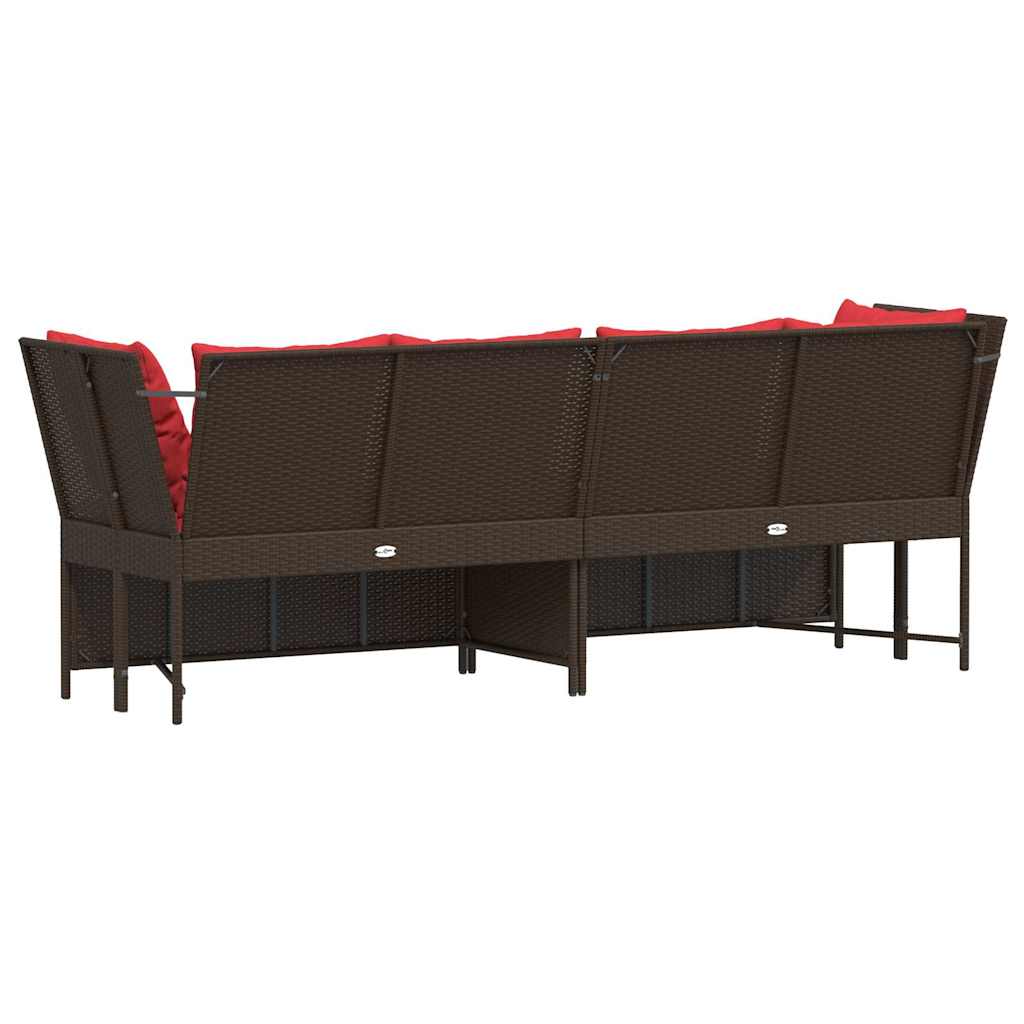 vidaXL Gartensofa mit Kissen Braun Poly Rattan