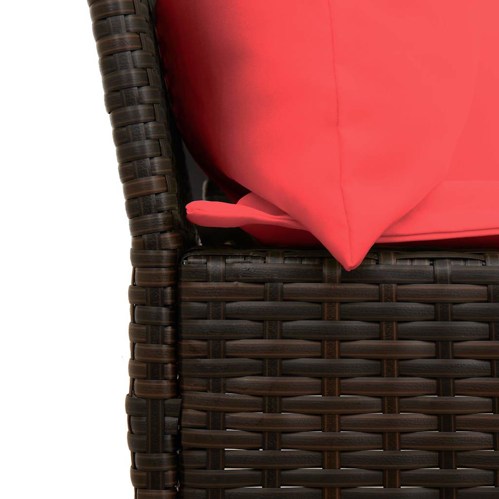 vidaXL Gartensofa mit Kissen Braun Poly Rattan