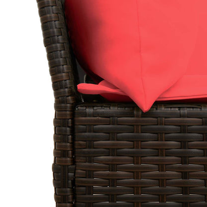 vidaXL Gartensofa mit Kissen Braun Poly Rattan