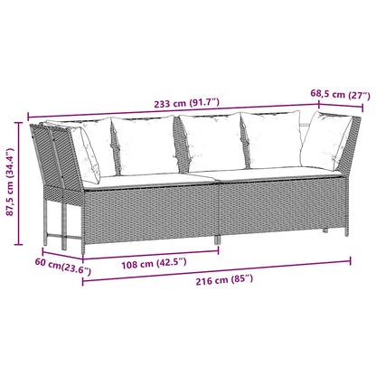 vidaXL Gartensofa mit Kissen Braun Poly Rattan