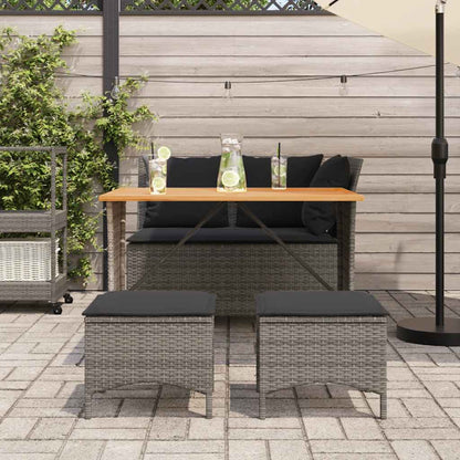 4-tlg. Garten-Essgruppe mit Kissen Grau Poly Rattan